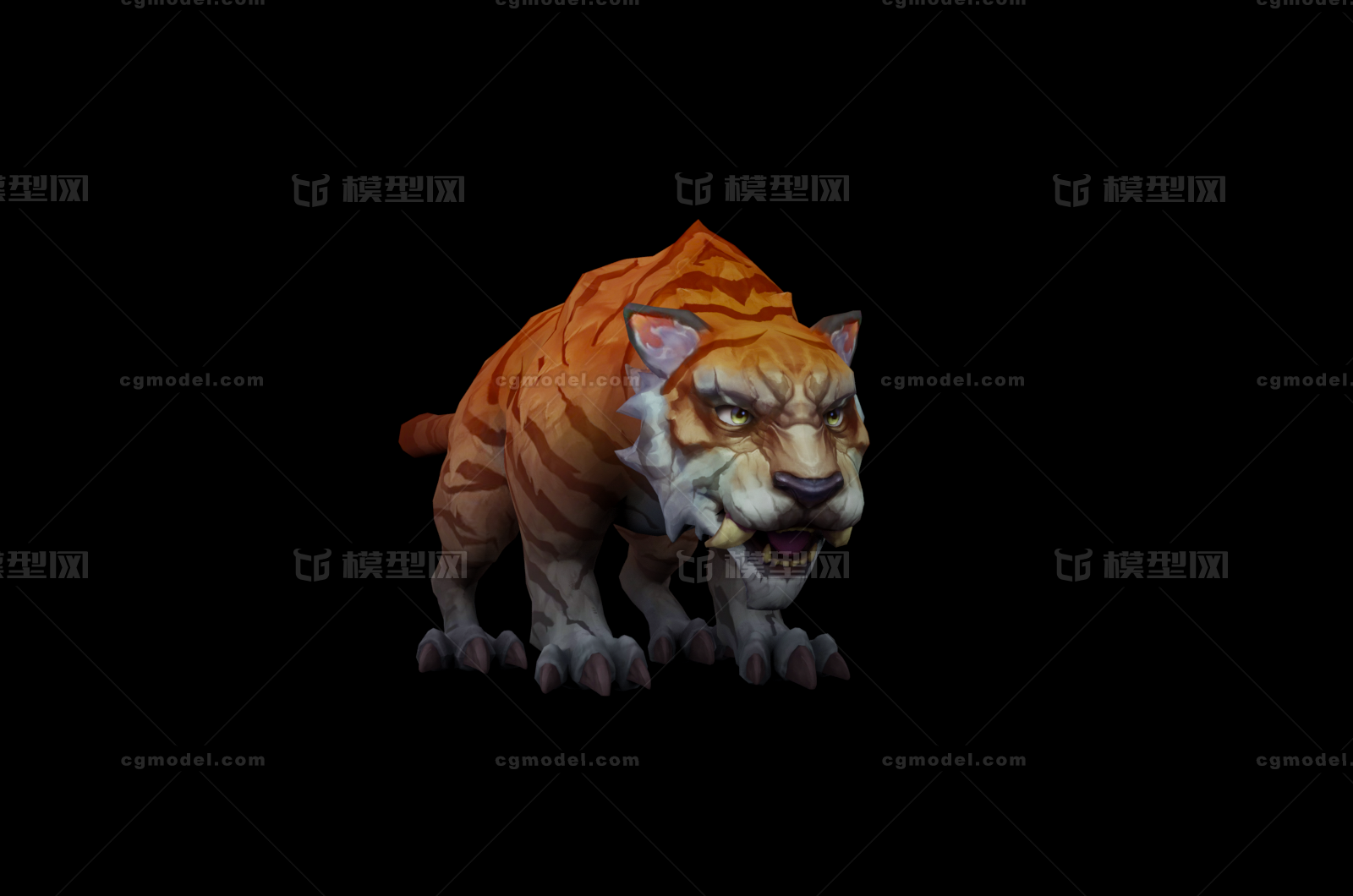 pbr次世代老虎 lowpoly 低面 _zedsf作品_动物哺乳_cg模型网