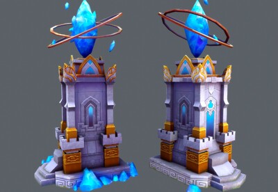 卡通 精美水晶城堡【带动画】 蓝水晶建筑   水晶堡垒