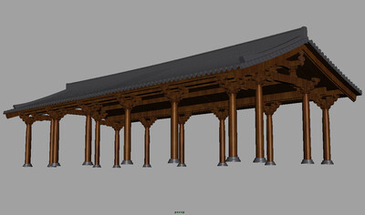 古典中式长廊 建筑 庭院 回廊 廊架 模型(一)