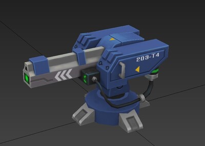 手绘机械炮台机枪台