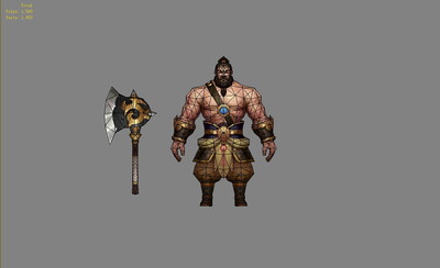 砍柴农夫铁斧子战士大力士光膀子肌肉男人古代大胡子男人