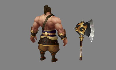 砍柴农夫铁斧子战士大力士光膀子肌肉男人古代大胡子男人