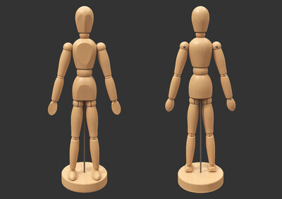pbr次世代 木人模型 人偶模型 绘画小人 漫画木人模型 速写 素描绘画