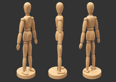 pbr次世代 木人模型 人偶模型 绘画小人 漫画木人模型 速写 素描绘画