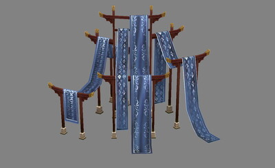 绫罗绸缎装庄 布艺 裁缝店 丝绸 布匹 古代 摊位 木架