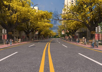 城市街道城市景观道场景写实公路马路都市街_498696315作品_场景现代