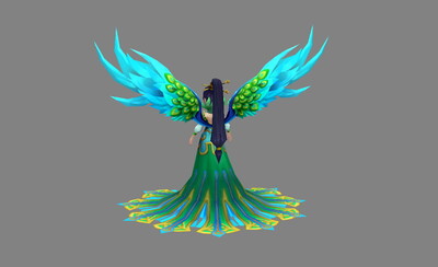 卡通孔雀明王女妖鸟人绿色孔雀女