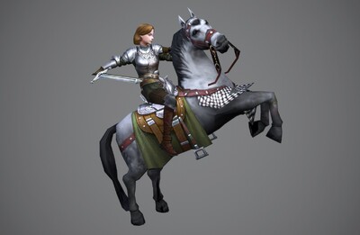 手绘少女骑兵【13组动画】西方 中世纪 女战士 rider