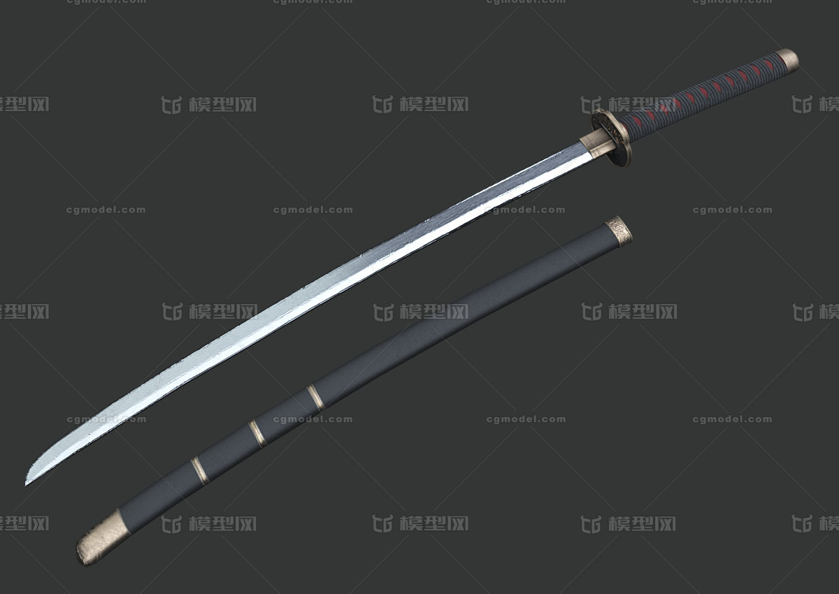 Pbr次世代武士刀日本刀太刀冷兵器忍者刀东洋刀 刀剑武器写实收藏品katana Cg模型网 Cgmodel 三维设计师交流互动平台 专注多品类3d模型下载 原创作品分享 软件学习