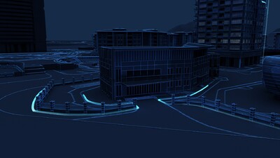 科技线条 勾勒建筑外轮廓 蓝线 科技线 科技感 线条生长 生长动画