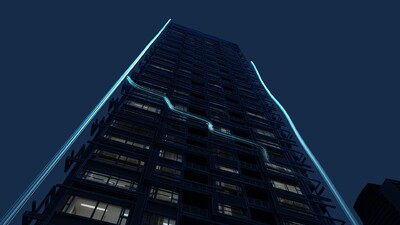 科技线条 勾勒建筑外轮廓 蓝线 科技线 科技感 线条生长 生长动画