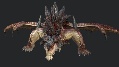 超精精致 熔岩火龙【次世代】写实 魔幻石龙 dragon 霸气 岩浆龙