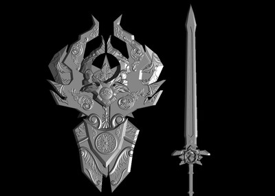 圣骑士武器高模剑与盾