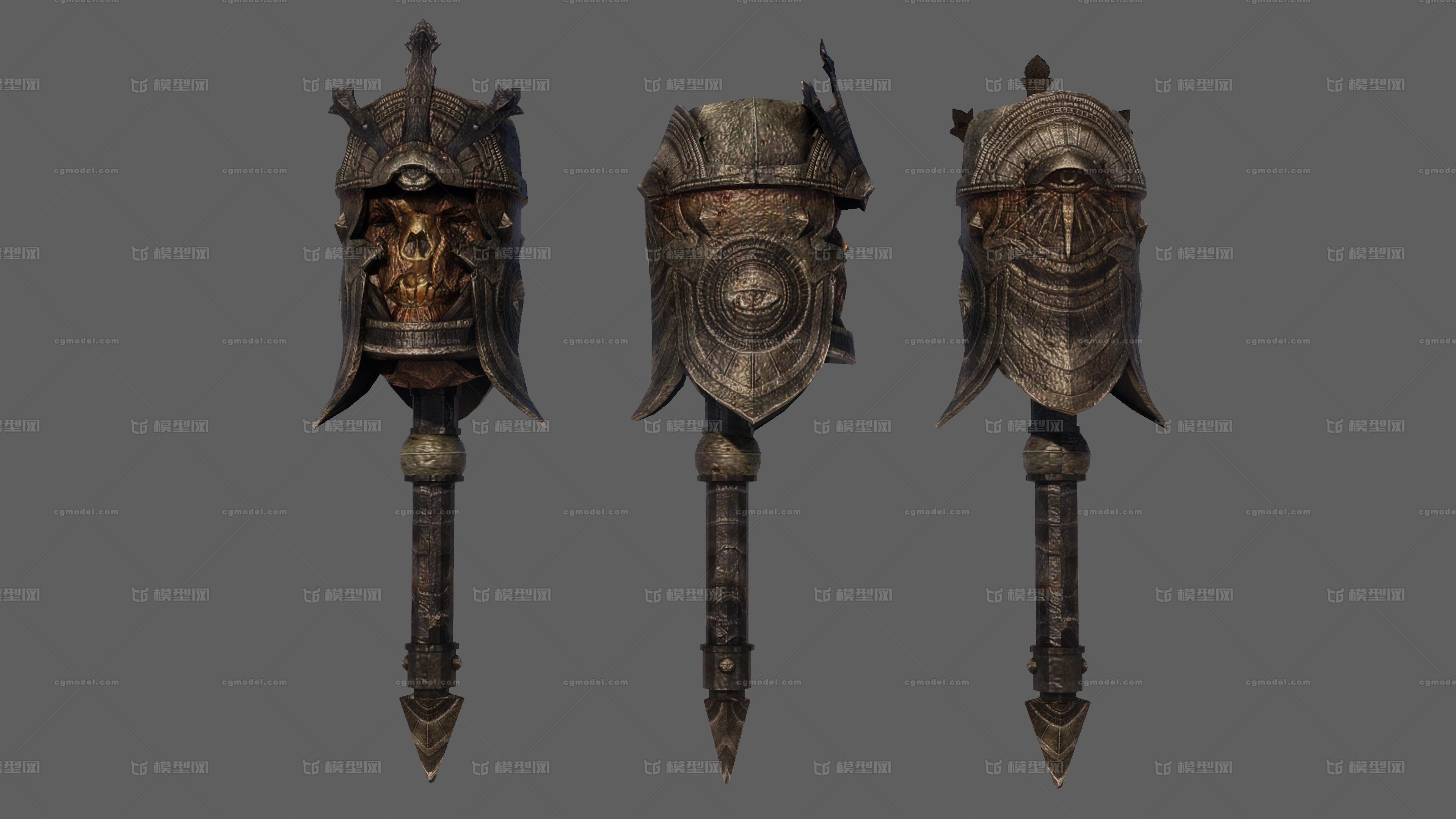 骷髅火把 古代火把模型-场景部件模型库-FBX(.fbx)模型下载-cg模型网