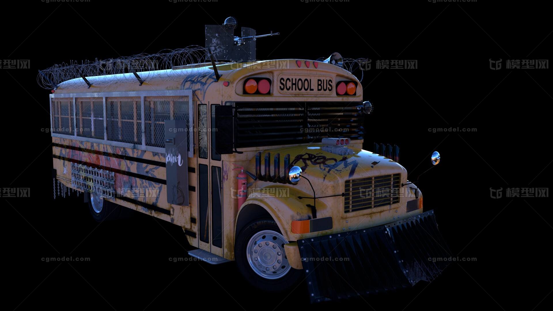 校车 公交车  高 精 度 模型 汽车 丧尸 末世 改装车