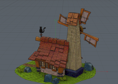 lowpoly低面南瓜屋 卡通房屋 风车_zedsf作品_场景场景部件_cg模型网