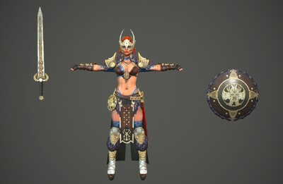 pbr 风暴女战神  次世代 写实维京女战士 viking  蛮族女战士