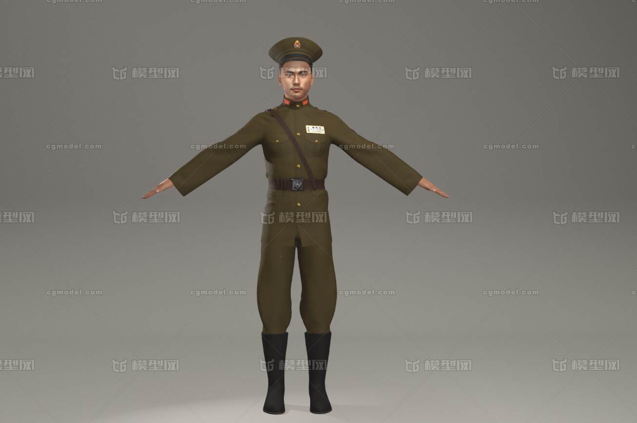 国民党军官 士兵 警察 美式国军军装 抗_原创好模型作品_人物男人_cg