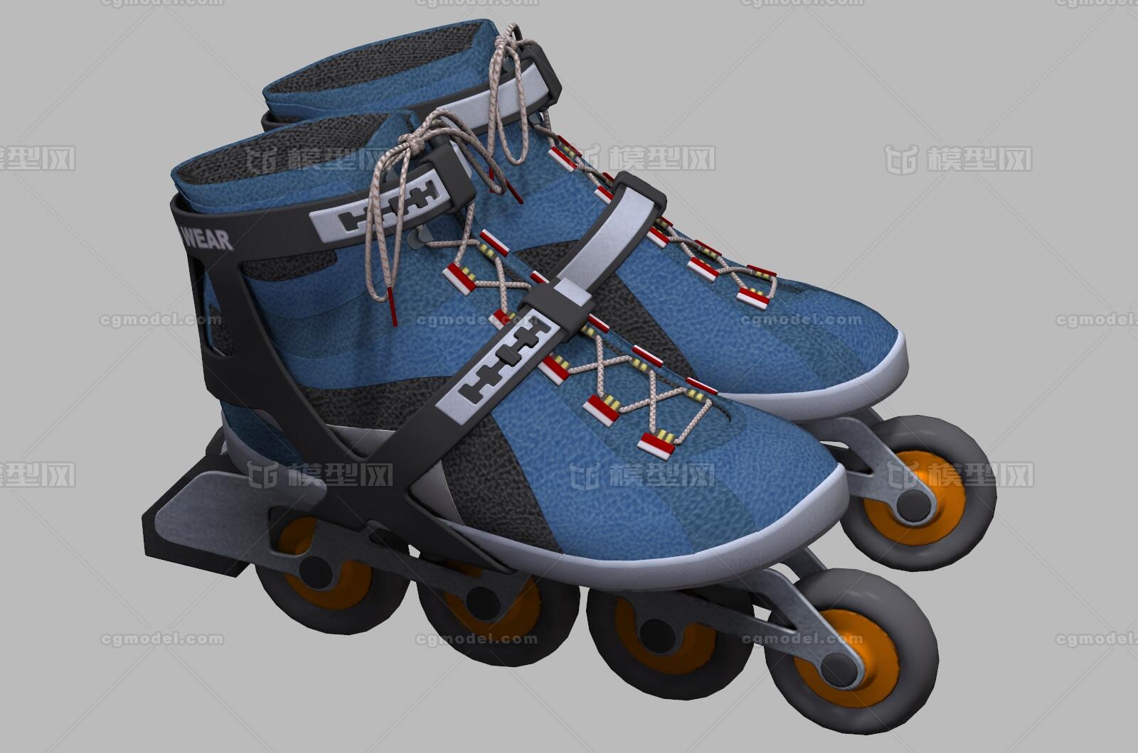 溜冰鞋 旱冰鞋 滑轮鞋 旱冰轮滑鞋 滑冰_三维盲流cg作品_生活用具体育