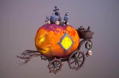 手绘南瓜车 童话 故事 万圣节  魔法车  halloween  pumpkincar