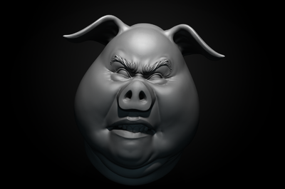 歪头猥琐大猪头雕像