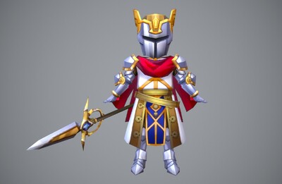 卡通q版骑士 【14组动画】knight 手绘西方金甲士兵  战士