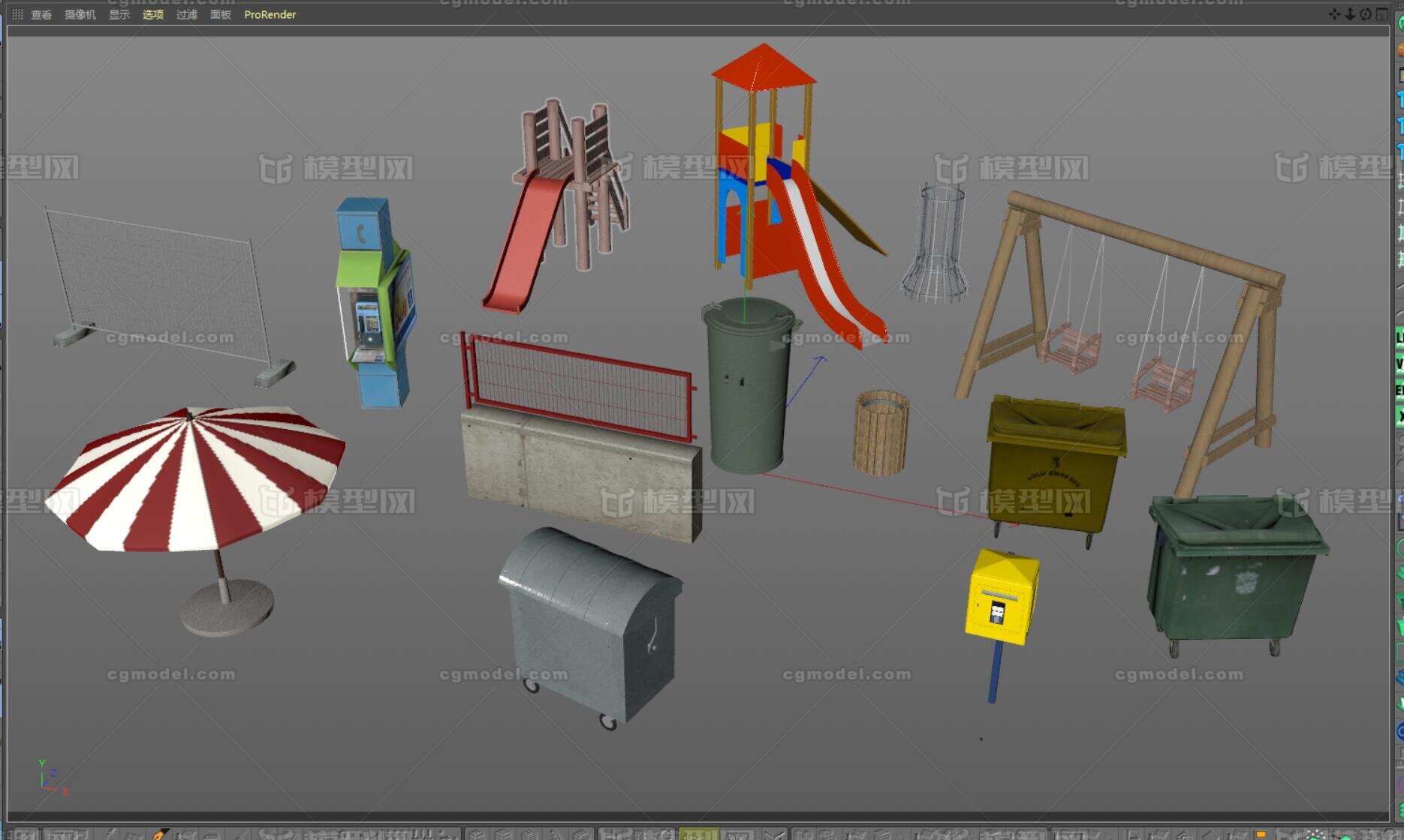 fbx c4d格式 公园游乐场设施 带材质贴图 所见即所得 官方提示 1,如