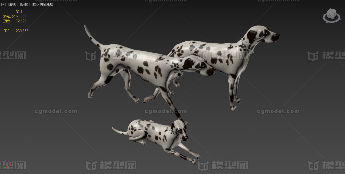 三只斑点狗大麦町犬斑点狗宠物狗 Cg模型网 Cgmodel 三维设计师交流互动平台 专注多品类3d模型下载 原创作品分享 软件学习