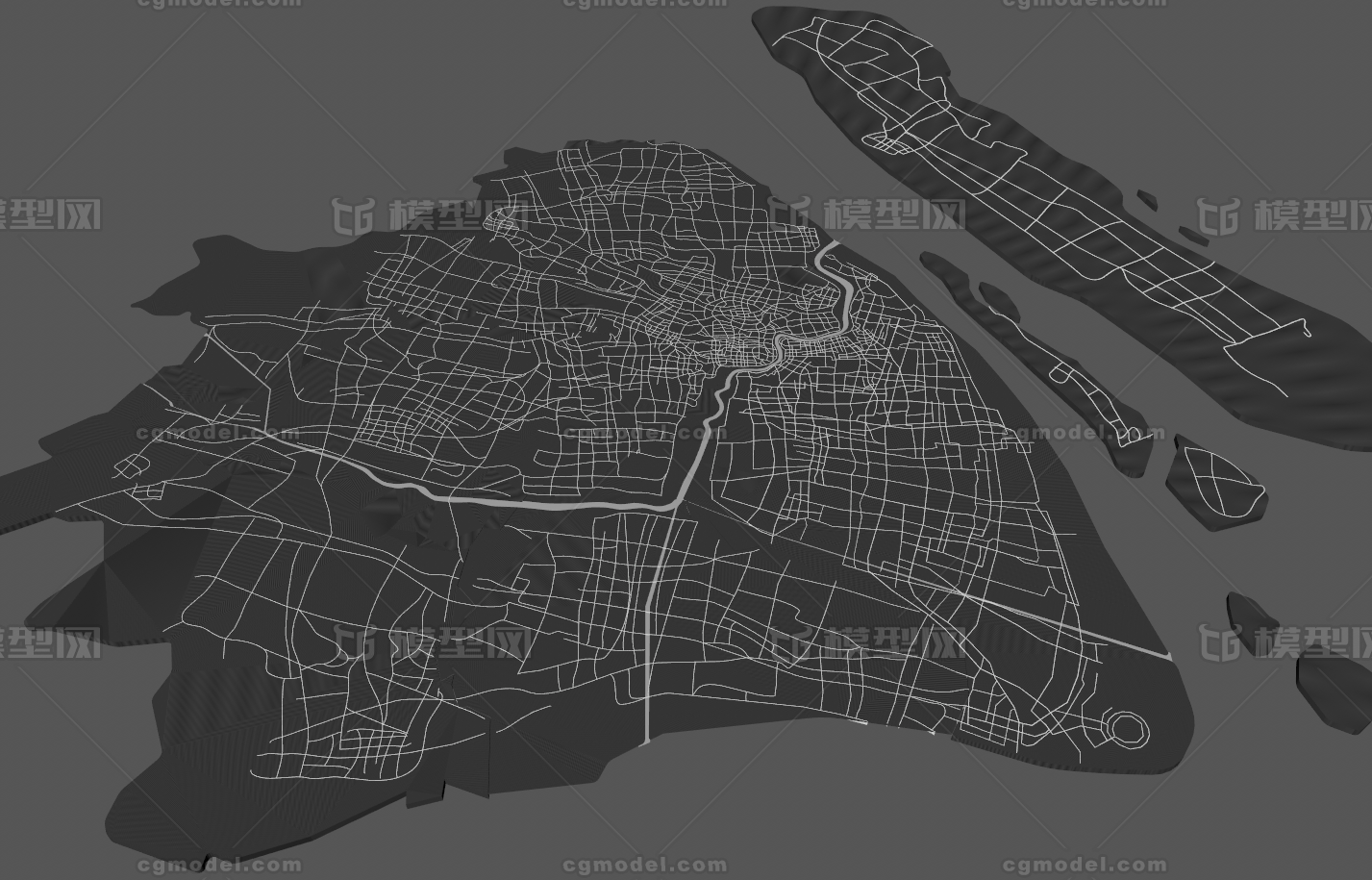 全上海行政区分区以及路网地图