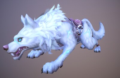 卡通  手绘 冰原狼坐骑 白狼 mount  野兽