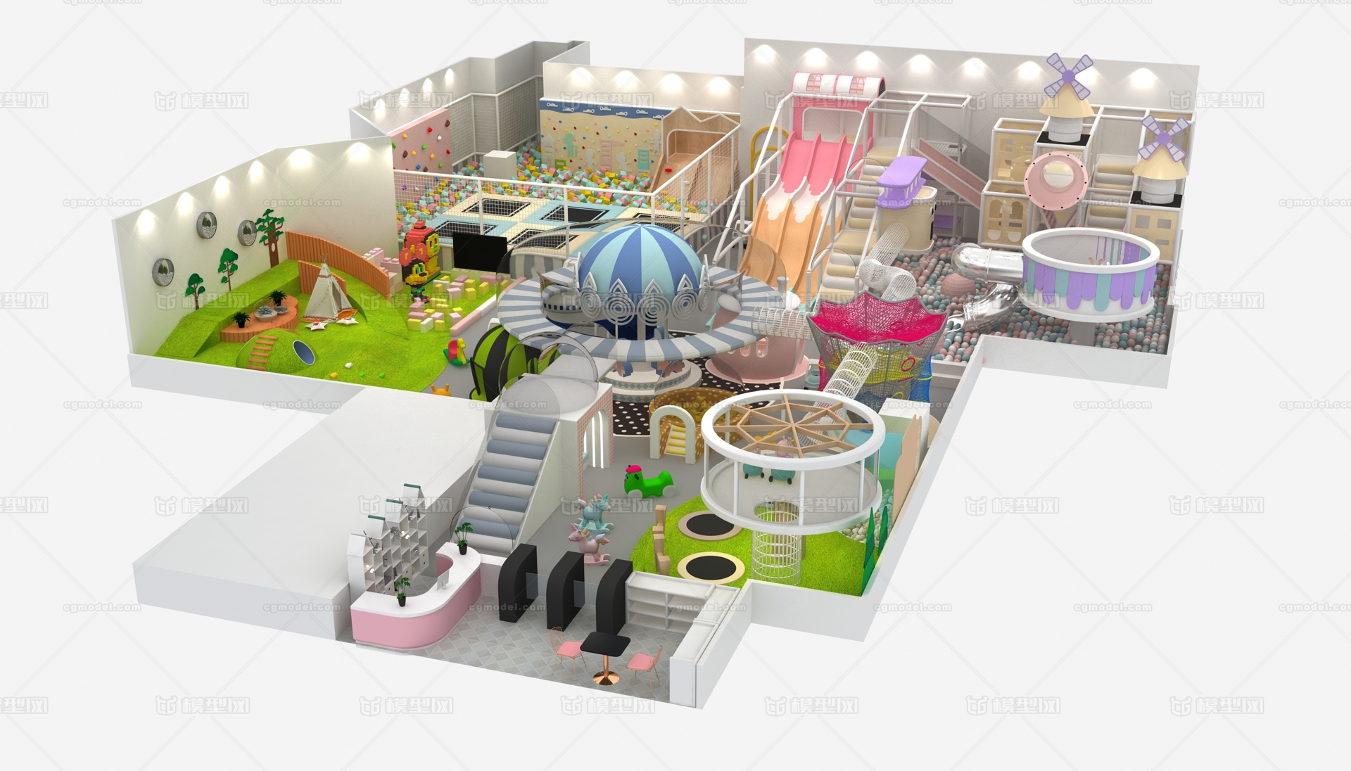 卡通淘气堡马卡龙儿童乐园场景