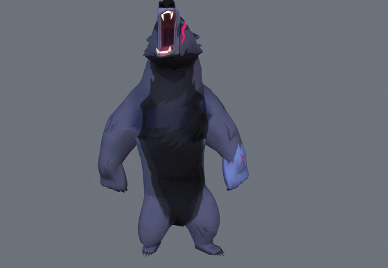 卡通狂暴黑熊【带动画】动画角色 bear 残暴灰熊