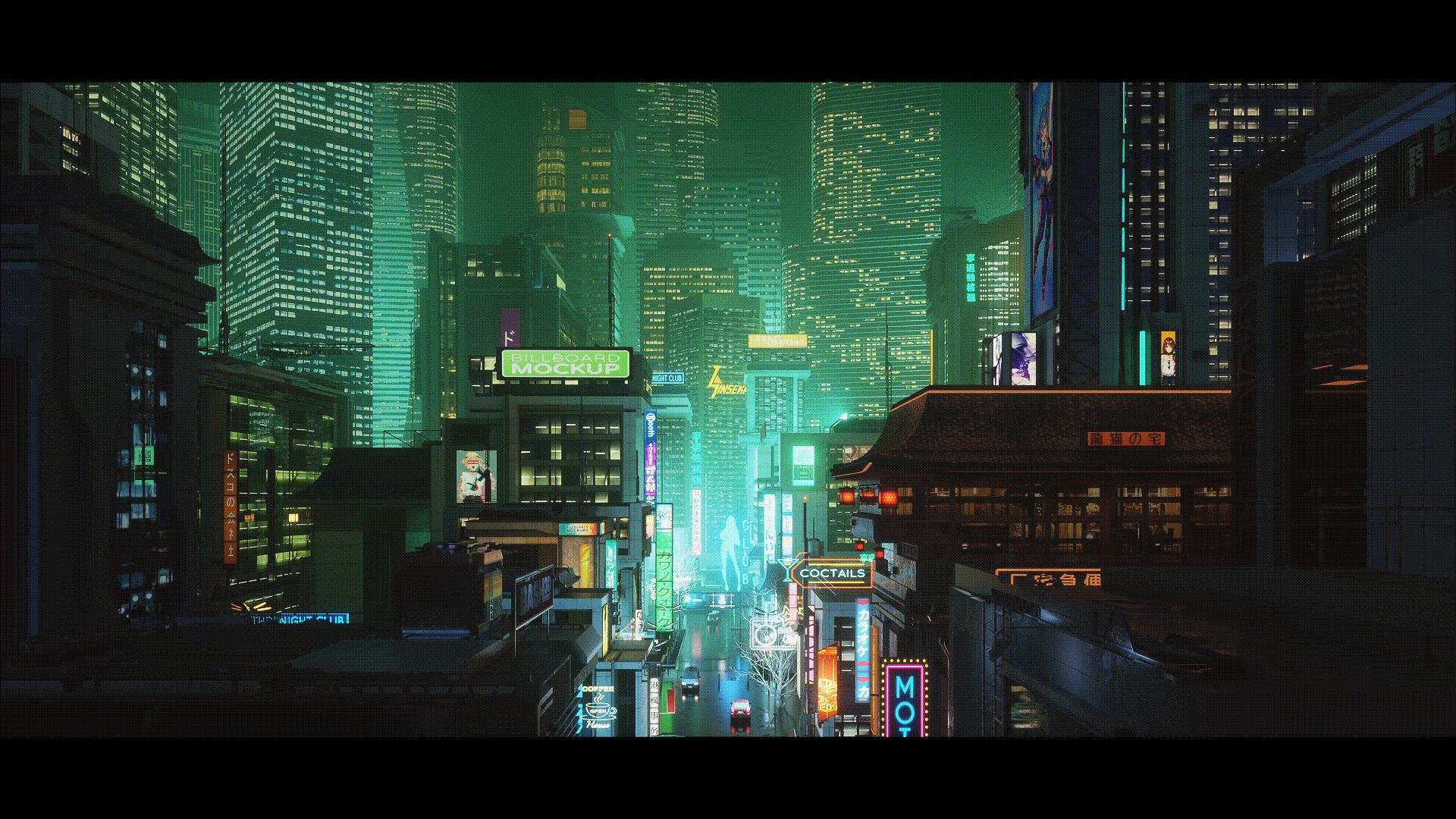 c4d科幻 赛博朋克 夜景城市