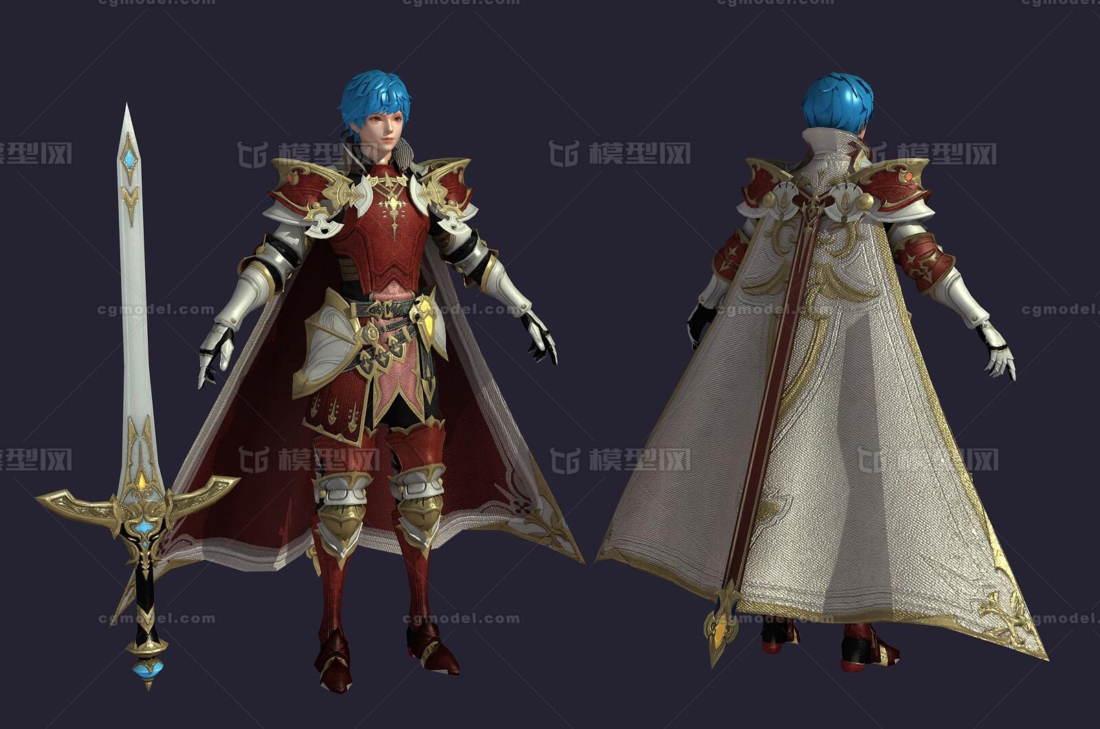 次世代卡通骑士男神帅哥大剑师战士王子铠甲守护骑士贵族 中世纪二次元动漫剑客 Cg模型网 Cgmodel 三维设计师交流互动平台 专注多品类3d模型下载 原创作品分享 软件学习