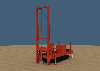 旋挖钻机 打桩机 施工设备 施工工_学海无笾作品_车辆工程车_cg模型网