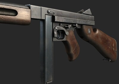 pbr 二战美军 汤普森 汤姆逊冲锋枪 _c5银河作品_武器枪械模型_cg模型