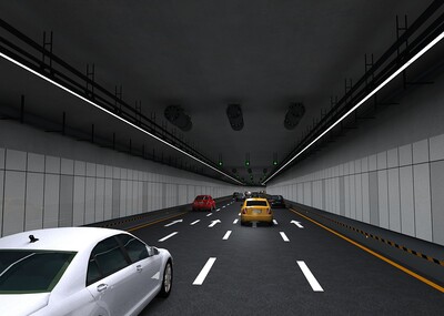 车子过隧道 写实汽车隧道内穿行 穿山隧道 轿车