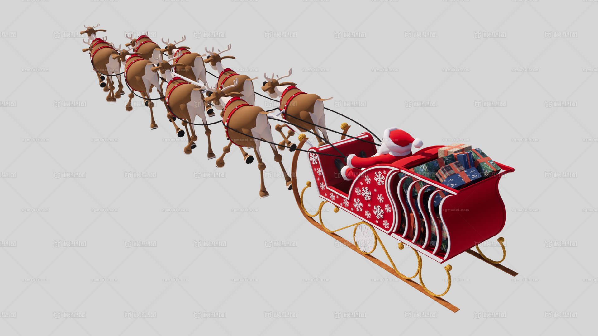 圣诞老人 驯鹿 雪橇车 圣诞节 礼物车 雪地车 雪橇 圣诞老 圣诞鹿