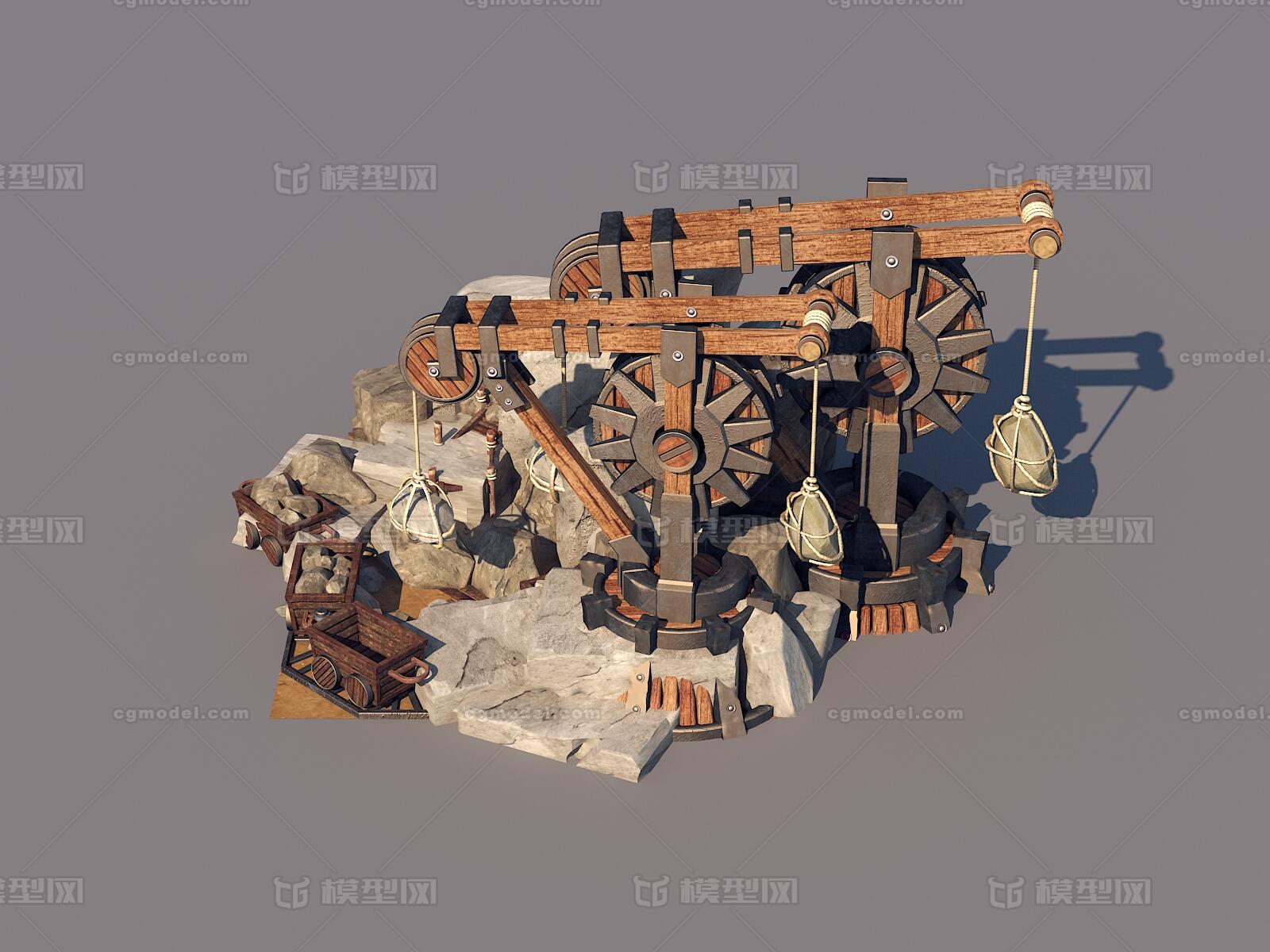 三渲二古代采石场景高模模型-古代场景模型库-3ds Max(.max)模型下载-cg模型网