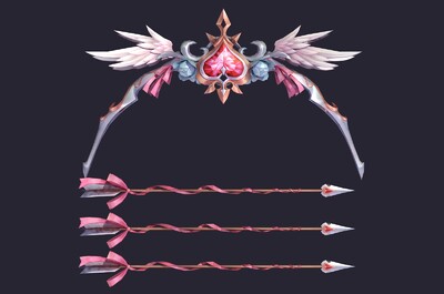 卡通 手绘 弓箭 魔法箭矢 道具 兵器 冷兵器 远程武器 q版 武器 魔幻
