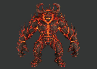 pbr次世代 石头人 熔岩巨兽 怪兽 石头怪 地狱火 熔岩怪 人形怪物