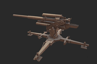 德军 防空炮 flak37防空火炮 速射炮 平射炮 战防炮 反坦克炮 模型