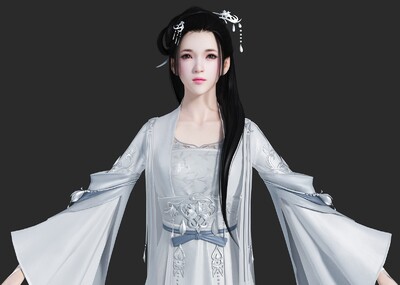 PBR 汉服美女模型-女人模型库-3ds Max(.max)模型下载-cg模型网