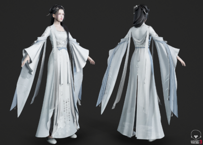 PBR 汉服美女模型-女人模型库-3ds Max(.max)模型下载-cg模型网