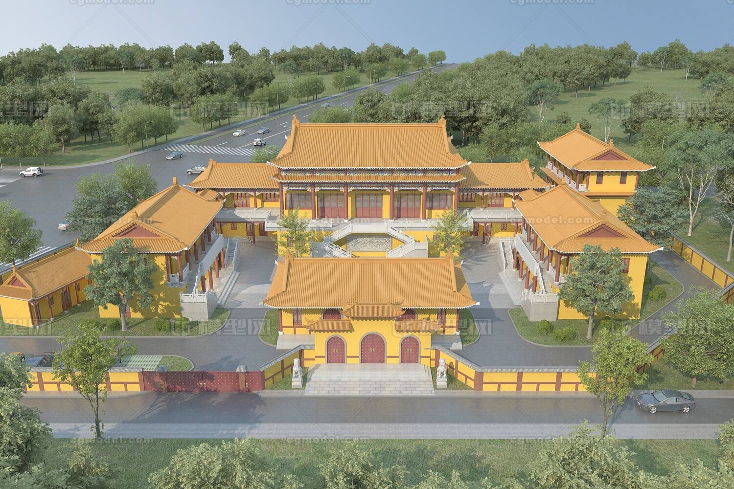 古建寺庙 大型寺庙模型-古代场景模型库-3ds Max(.max)模型下载-cg模型网