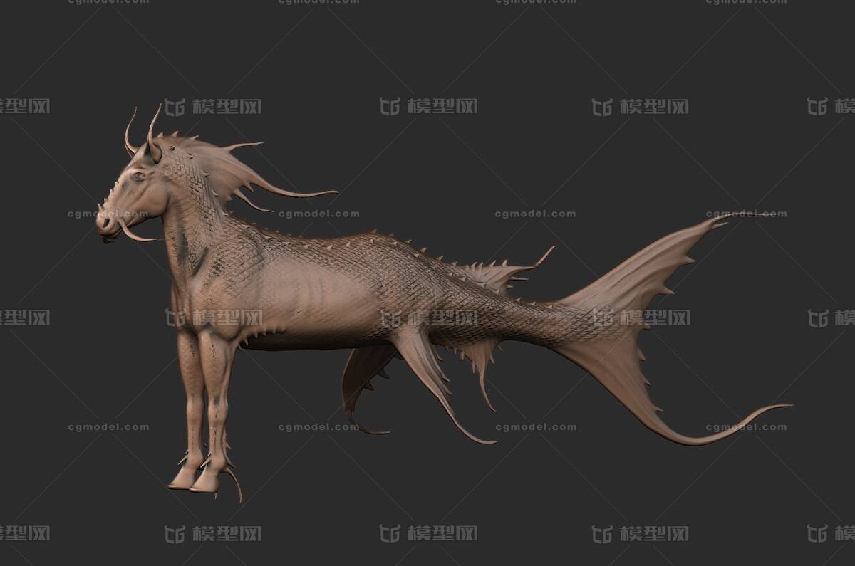 西方雕塑模型海马兽3d打印模型