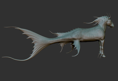 西方雕塑模型海马兽3d打印模型