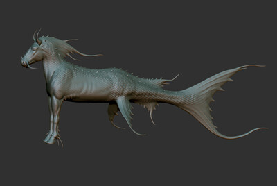 西方雕塑模型海马兽3d打印模型