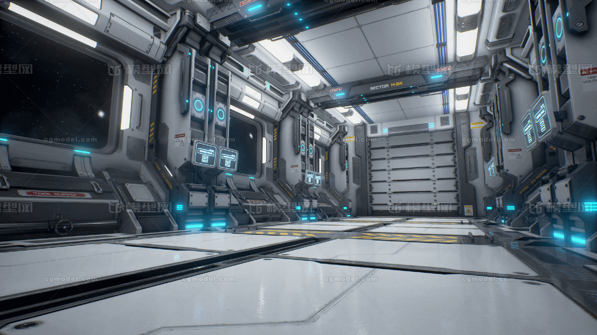 ue4 pbr次世代科幻太空星际酷炫机械拼接组装房间场景