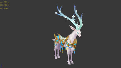 白鹿 神鹿 金属 高级 高阶 神兽 坐骑 写实风 手绘低模